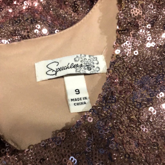 Rose gold sparkly sequined dress junior size 9 made by speechless - Picture 7 of 8